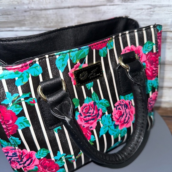Betsey Johnson pink floral Striped small bag mini-purse NWOT - Picture 7 of 12